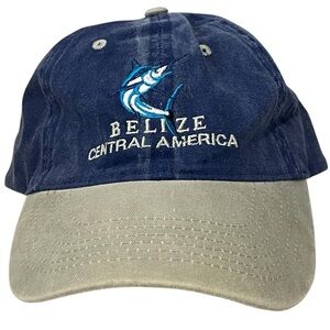 Belize Central America Blue & Tan Adjustable Cotton Cap by ESY